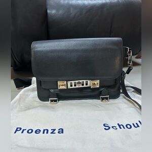 PROENZA SCHOULER Classic PS11 Black Smooth Leather Crossbody Shoulder Bag